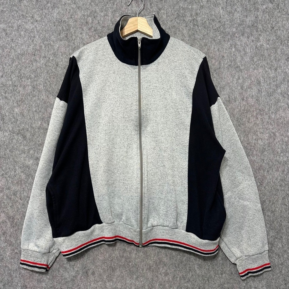 Vintage Trader Bay Mens Track‎ Jacket Zip Up Colorblock Athletic Sweatshirt XL